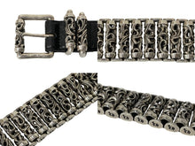画像をギャラリービューアに読み込む, CHROME HEARTS クロムハーツ ローラーリンクベルト サイズ34 ケルティック 重量1318g .925刻印 ブラック レザー シルバー925 美品 中古 4c068641