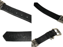 画像をギャラリービューアに読み込む, CHROME HEARTS クロムハーツ ローラーリンクベルト サイズ34 ケルティック 重量1318g .925刻印 ブラック レザー シルバー925 美品 中古 4c068641