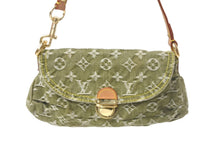 画像をギャラリービューアに読み込む, LouisVuitton ルイヴィトン ミニ プリーティ ハンドバッグ ワンショルダーバッグ M95217 グリーン ブラウン デニム 美品 中古 4c068653