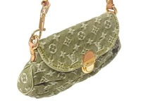 画像をギャラリービューアに読み込む, LouisVuitton ルイヴィトン ミニ プリーティ ハンドバッグ ワンショルダーバッグ M95217 グリーン ブラウン デニム 美品 中古 4c068653