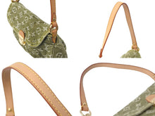 画像をギャラリービューアに読み込む, LouisVuitton ルイヴィトン ミニ プリーティ ハンドバッグ ワンショルダーバッグ M95217 グリーン ブラウン デニム 美品 中古 4c068653