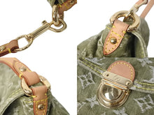 画像をギャラリービューアに読み込む, LouisVuitton ルイヴィトン ミニ プリーティ ハンドバッグ ワンショルダーバッグ M95217 グリーン ブラウン デニム 美品 中古 4c068653