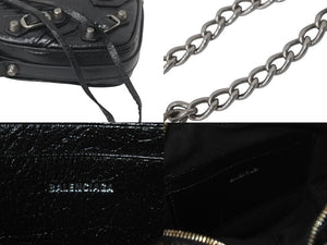 極美品 BALENCIAGA バレンシアガ ショルダーバッグ ルカゴール ハートミニ 722781 チェーンショルダー シルバー金具 中古 4c068668