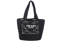 Load image into Gallery viewer, 極美品 PRADA プラダ スモール ラフィア トートバッグ バスケットバッグ かごバッグ ハンドバッグ 1BG444 ブラック 中古 4c068682