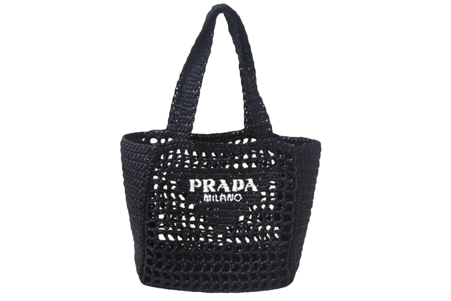 極美品 PRADA プラダ スモール ラフィア トートバッグ バスケットバッグ かごバッグ ハンドバッグ 1BG444 ブラック 中古  4c068682 – Casanova Vintage