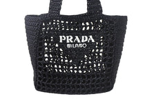 Load image into Gallery viewer, 極美品 PRADA プラダ スモール ラフィア トートバッグ バスケットバッグ かごバッグ ハンドバッグ 1BG444 ブラック 中古 4c068682