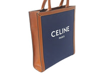 Load image into Gallery viewer, CELINE セリーヌ バーティカルカバ スモール 2wayショルダーバッグ ハンドバッグ キャンバス ネイビー ブラウン 美品 中古 4c068683