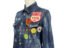 Load image into Gallery viewer, DSQUARED2 ディースクエアード 長袖シャツ ダンガリーシャツ ダメージ加工 18SS ブルー マルチカラー サイズ36 美品 中古 4c068747