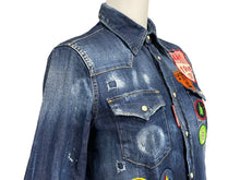 Load image into Gallery viewer, DSQUARED2 ディースクエアード 長袖シャツ ダンガリーシャツ ダメージ加工 18SS ブルー マルチカラー サイズ36 美品 中古 4c068747