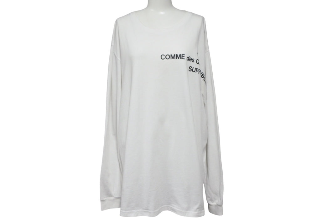 Supreme シュプリーム COMME des GARCONS SHIRT コムデギャルソンシャツ 長袖Ｔシャツ サイズL 15AW ホワイト ブラック コットン 良品 中古 4c068749