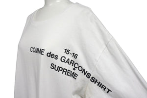 Supreme シュプリーム COMME des GARCONS SHIRT コムデギャルソンシャツ 長袖Ｔシャツ サイズL 15AW ホワイト ブラック コットン 良品 中古 4c068749