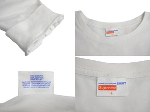 Supreme シュプリーム COMME des GARCONS SHIRT コムデギャルソンシャツ 長袖Ｔシャツ サイズL 15AW ホワイト ブラック コットン 良品 中古 4c068749