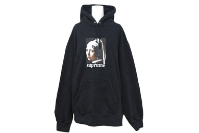 Supreme シュプリーム Pearl Hooded Sweatshirt パーカー サイズXL 真珠の耳飾りの少女 フェルメール 20FW ブラック コットン 美品 中古 4c068750