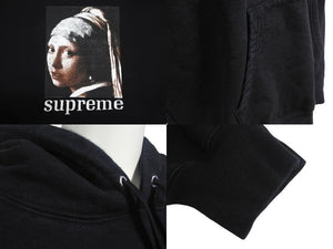 Supreme シュプリーム Pearl Hooded Sweatshirt パーカー サイズXL 真珠の耳飾りの少女 フェルメール 20FW ブラック コットン 美品 中古 4c068750