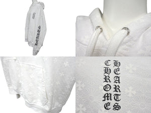 CHROME HEARTS クロムハーツ CHプラス パーカー サイズL 総柄 ホースシュー プリント ホワイト ブラック コットン 美品 中古 4c068754