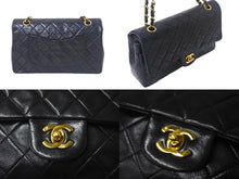 画像をギャラリービューアに読み込む, CHANEL シャネル マトラッセ25 Wフラップ Wチェーンショルダーバッグ ココマーク 1番台 ラムスキン ブラック ゴールド 美品 中古 4c068774