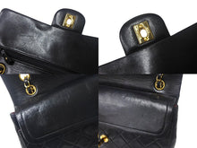 画像をギャラリービューアに読み込む, CHANEL シャネル マトラッセ25 Wフラップ Wチェーンショルダーバッグ ココマーク 1番台 ラムスキン ブラック ゴールド 美品 中古 4c068774