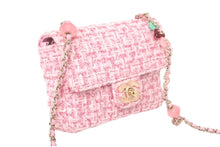 Load image into Gallery viewer, 極美品 CHANEL シャネル ミニフラップバッグ Sフラップ Sチェーンショルダーバッグ IC AS3782 ピンク ツイード レザー 中古 4c068780