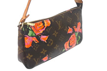 Load image into Gallery viewer, LouisVuitton ルイヴィトン モノグラムローズ ポシェット アクセソワール M48615 ブラウン ピンク ゴールド金具 美品 中古 4c068800