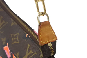 LouisVuitton ルイヴィトン モノグラムローズ ポシェット アクセソワール M48615 ブラウン ピンク ゴールド金具 美品 中古 4c068800