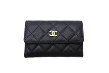 画像をギャラリービューアに読み込む, CHANEL シャネル マトラッセ コンパクトカードケース ココマーク 16番台 イタリア製 キャビアスキン ブラック 美品 中古 4c068812