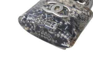 CHANEL Cadena Chain Necklace Coco Mark 14K Engraved Silver Clear GP Resin Good Used 4c068818