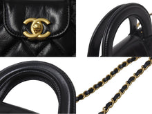 画像をギャラリービューアに読み込む, 新品同様 CHANEL シャネル ココマークミニチェーンクラッチ ショルダーバッグ AP3435 エイジドカーフ ブラック ゴールド 中古 4c068820