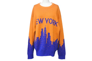 Supreme シュプリーム ニット セーター 20SS New York Sweater ジャガードクルーネック マンハッタン オレンジ 美品 中古 4c068941