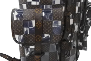 新品未使用 LOUIS VUITTON ルイヴィトン クリストファー MM リュック バックパック M20865 モノグラムチェス 22AW ブラウン クリア 中古 4c068950