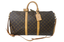 画像をギャラリービューアに読み込む, LOUIS VUITTON ルイヴィトン キーポル バンドリエール50 ボストンバッグ M41416 モノグラム PVC レザー ブラウン 美品 中古 4c068962