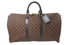画像をギャラリービューアに読み込む, 極美品 LOUIS VUITTON ルイ ヴィトン キーポル50 ボストンバッグ N41427 ダミエキャンバス ブラウン ゴールド金具 中古 4c068971