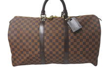 画像をギャラリービューアに読み込む, 極美品 LOUIS VUITTON ルイ ヴィトン キーポル50 ボストンバッグ N41427 ダミエキャンバス ブラウン ゴールド金具 中古 4c068971