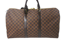 画像をギャラリービューアに読み込む, 極美品 LOUIS VUITTON ルイ ヴィトン キーポル50 ボストンバッグ N41427 ダミエキャンバス ブラウン ゴールド金具 中古 4c068971