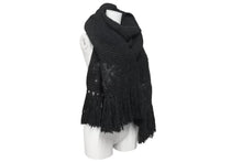 画像をギャラリービューアに読み込む, CHROME HEARTS クロムハーツ マフラー ストール CHクロスパッチ レザー シルバー925 ブラック 美品 中古 4c068996