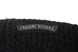 CHROME HEARTS クロムハーツ マフラー ストール CHクロスパッチ レザー シルバー925 ブラック 美品 中古 4c068996