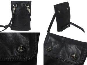 CHROME HEARTS クロムハーツ ネックフロント シザーケース クロスボールクリップ レザー シルバ−925 1996刻印 美品 中古 4c068997