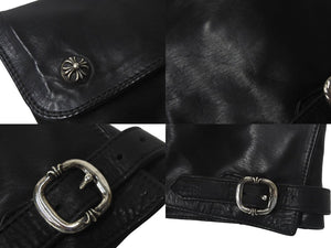 CHROME HEARTS クロムハーツ ネックフロント シザーケース クロスボールクリップ レザー シルバ−925 1996刻印 美品 中古 4c068997