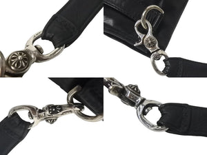 CHROME HEARTS クロムハーツ ネックフロント シザーケース クロスボールクリップ レザー シルバ−925 1996刻印 美品 中古 4c068997