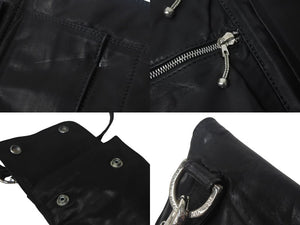 CHROME HEARTS クロムハーツ ネックフロント シザーケース クロスボールクリップ レザー シルバ−925 1996刻印 美品 中古 4c068997