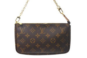 LouisVuitton ルイヴィトン アクセサリポーチ ショルダーバッグ フランス製 PVC ヌメ革 ブラウン ゴールド金具 美品 中古 4c069006