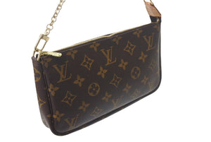 LouisVuitton ルイヴィトン アクセサリポーチ ショルダーバッグ フランス製 PVC ヌメ革 ブラウン ゴールド金具 美品 中古 4c069006