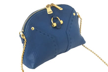 画像をギャラリービューアに読み込む, Yves Saint Laurent イブサンローラン ミニミューズ 2WAYチェーンショルダーバッグ レザー ブルー ゴールド金具 美品 中古 4c069008