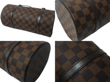画像をギャラリービューアに読み込む, LOUIS VUITTON ルイヴィトン パピヨンPM 26 ハンドバック ダミエ N51304 筒型 ドラム型 エベヌ ブラウン 美品 中古 4c069026