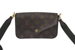 極美品 LOUIS VUITTON ルイ ヴィトン ミュルティポシェットフェリシー ショルダーバッグ M80091 ブラウン グリーン 中古 4c069037