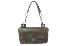 画像をギャラリービューアに読み込む, CHANEL シャネル チェーンショルダーバッグ アイコンモチーフ クルーズライン 8番台 2003年 カーキ シルバー 美品 中古 4c069038