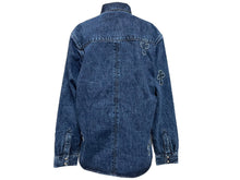 画像をギャラリービューアに読み込む, 極美品 CHROME HEARTS クロムハーツ 長袖シャツ サイズXL クロスボール クロスパッチ デニム ブルー コットン シルバー925 中古 4c069053