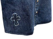 画像をギャラリービューアに読み込む, 極美品 CHROME HEARTS クロムハーツ 長袖シャツ サイズXL クロスボール クロスパッチ デニム ブルー コットン シルバー925 中古 4c069053