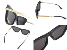 画像をギャラリービューアに読み込む, BOTTEGA VENETA ボッテガヴェネタ クラシック アセテート キャットアイ サングラス ブラック ゴールド 54□16 美品 中古 4c069058