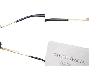 BOTTEGA VENETA ボッテガヴェネタ クラシック アセテート キャットアイ サングラス ブラック ゴールド 54□16 美品 中古 4c069058