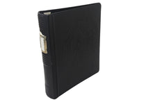 画像をギャラリービューアに読み込む, CHROME HEARTS クロムハーツ レザーアジェンダ バインダー CHプラス ホースシュー エンボス加工 ブラック シルバー925 良品 中古 4c069087